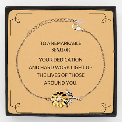 Senator Sunflower Bracelet – Sterling Silver & 18k Gold-Plated Pendant with Gift Box & Message Card – Thoughtful Appreciation Gift for Women in Public Service - Mallard Moon Gift Shop