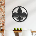 Fleur De Lis Monogram Personalized Indoor Outdoor Steel Wall Sign Art Décor