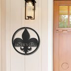 Fleur De Lis Monogram Personalized Indoor Outdoor Steel Wall Sign Art Décor