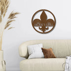 Fleur De Lis Monogram Personalized Indoor Outdoor Steel Wall Sign Art Décor