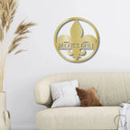 Fleur De Lis Monogram Personalized Indoor Outdoor Steel Wall Sign Art Décor