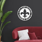 Fleur De Lis Ring Monogram Personalized Indoor Outdoor Steel Wall Sign Art