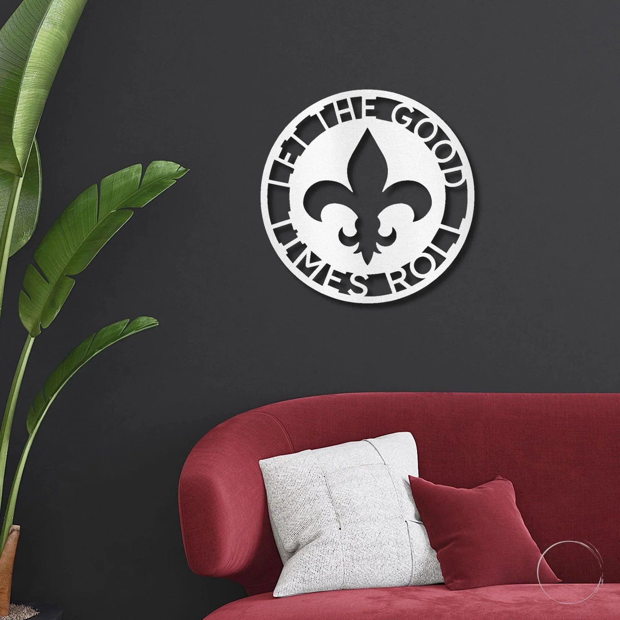 Fleur De Lis Ring Monogram Personalized Indoor Outdoor Steel Wall Sign Art