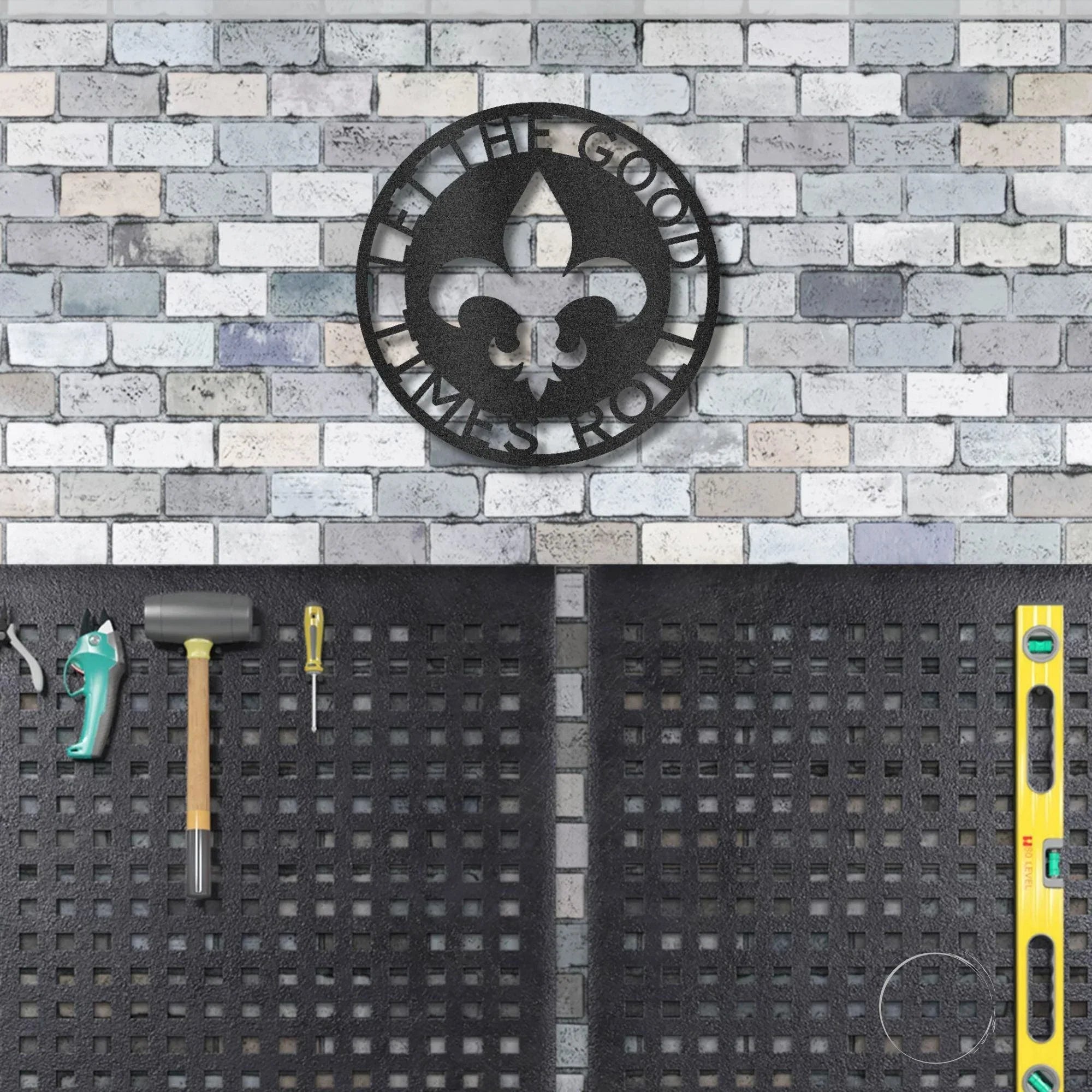 Fleur De Lis Ring Monogram Personalized Indoor Outdoor Steel Wall Sign Art