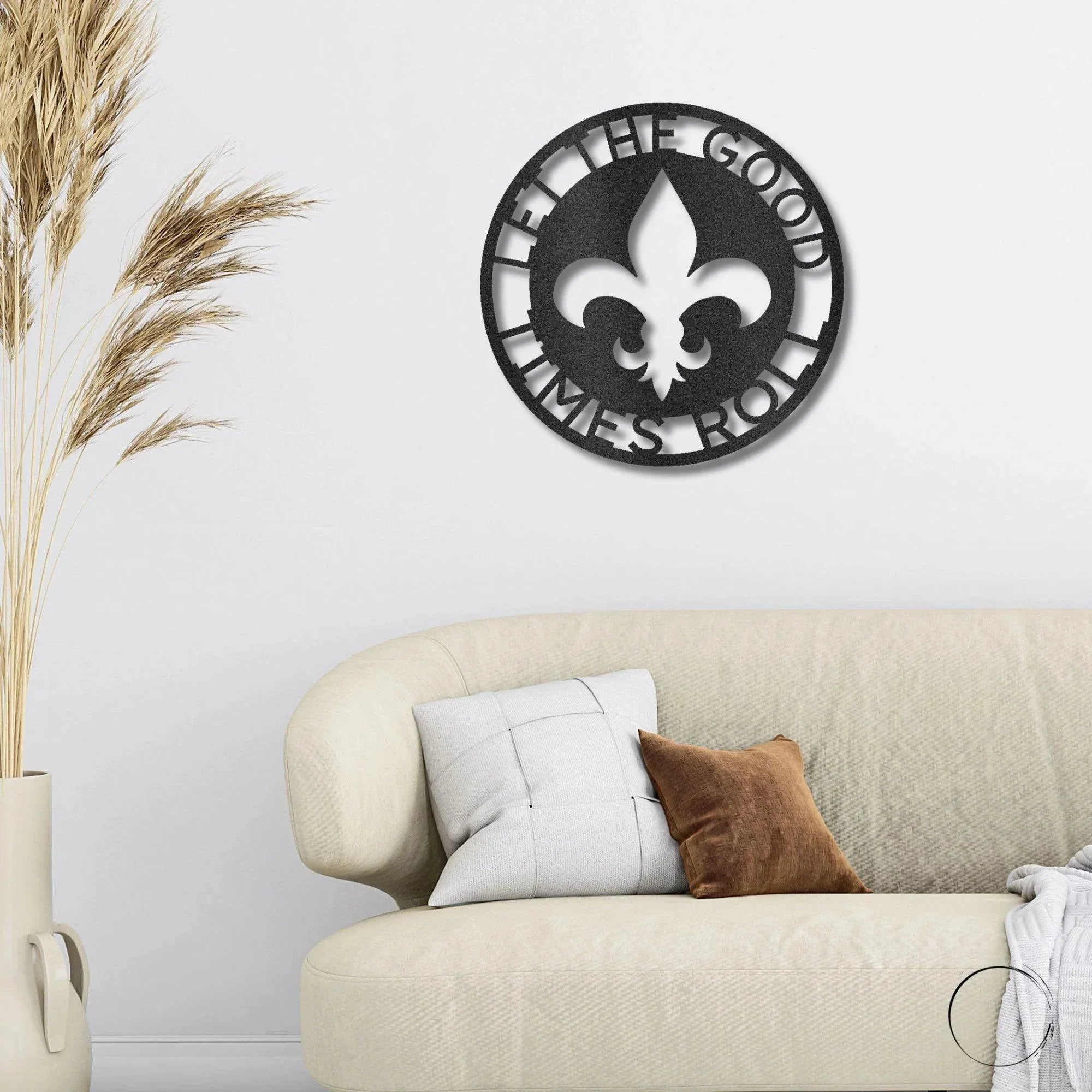 Fleur De Lis Ring Monogram Personalized Indoor Outdoor Steel Wall Sign Art