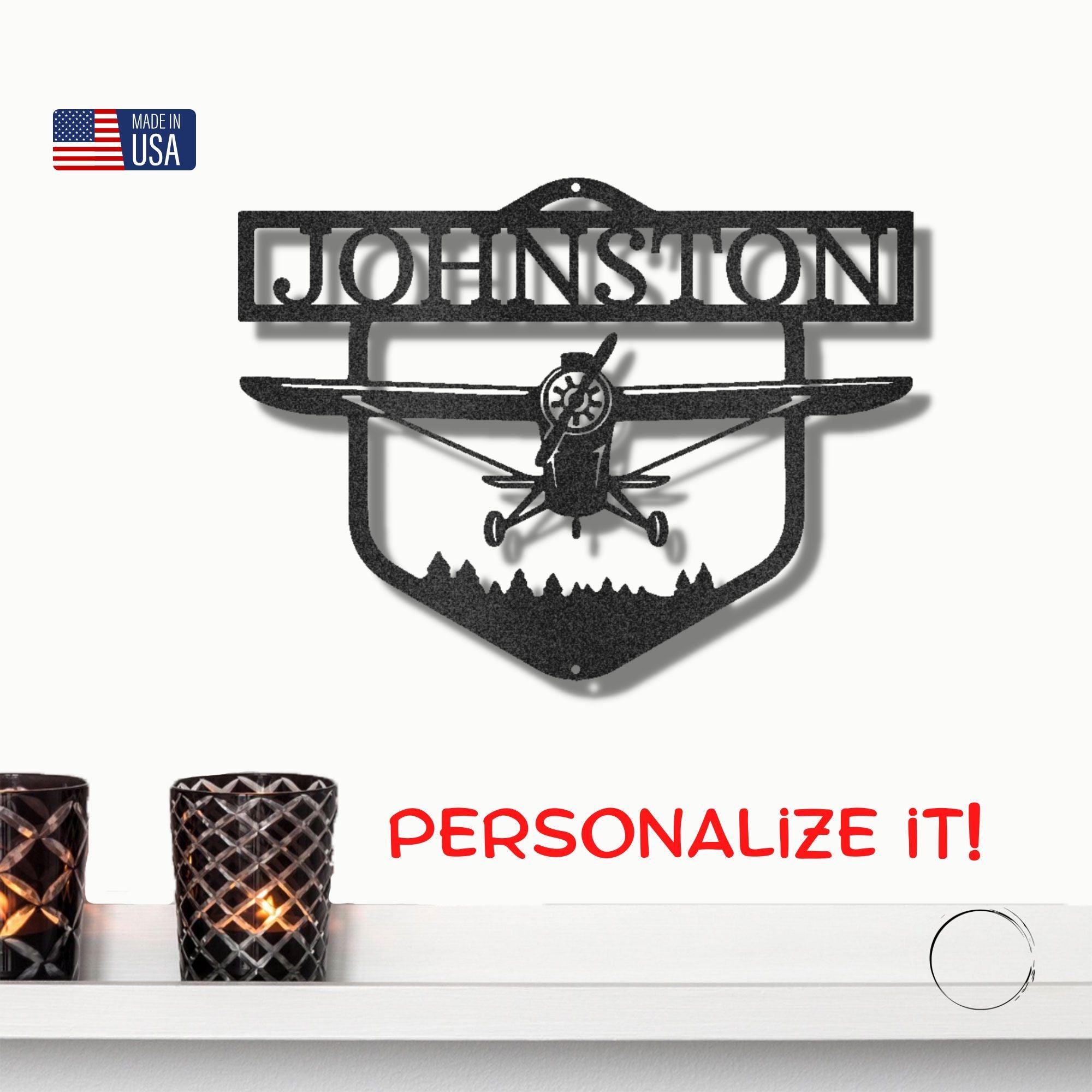 Flying High Airplane Personalized Name Steel Wall Sign - Mallard Moon Gift Shop