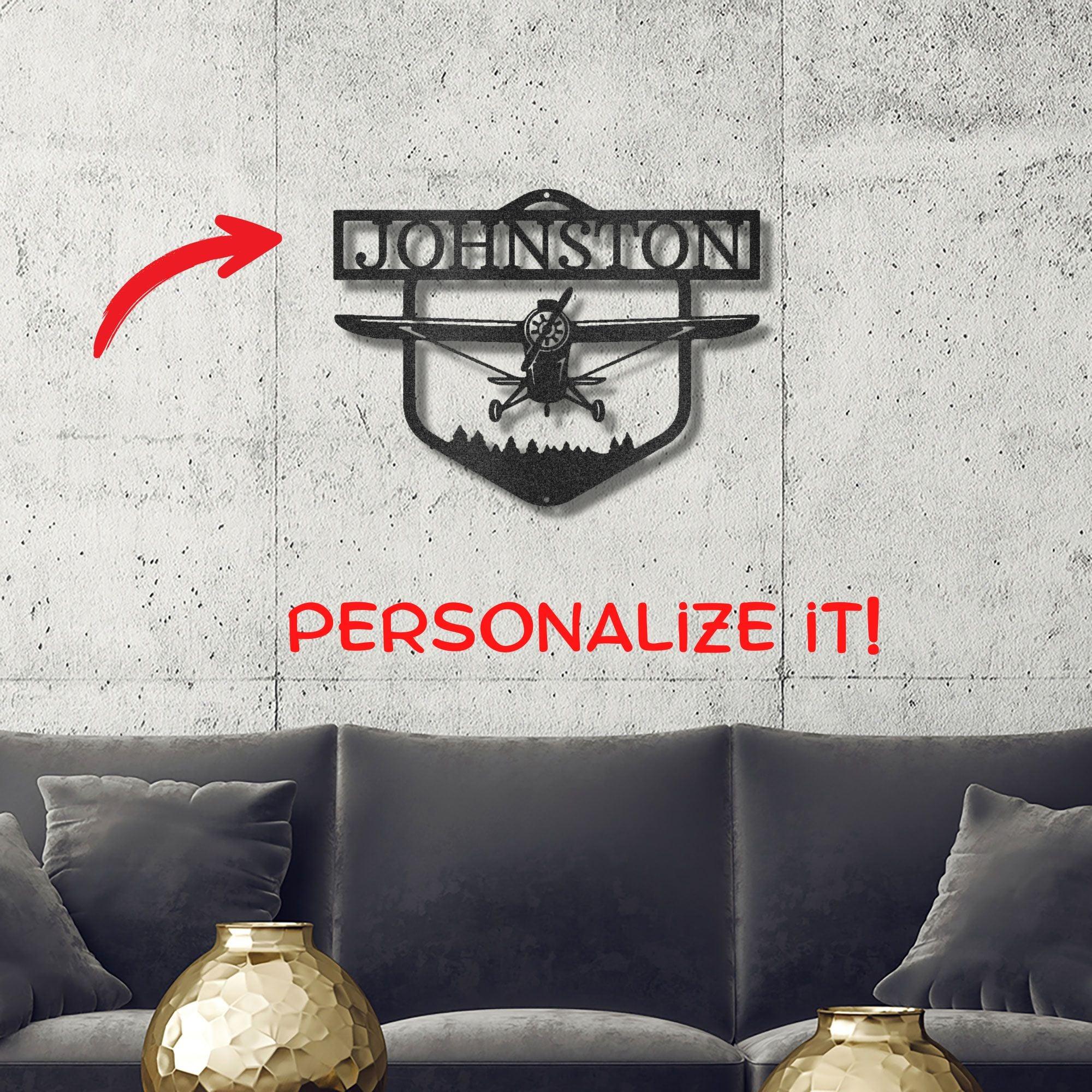 Flying High Airplane Personalized Name Steel Wall Sign - Mallard Moon Gift Shop