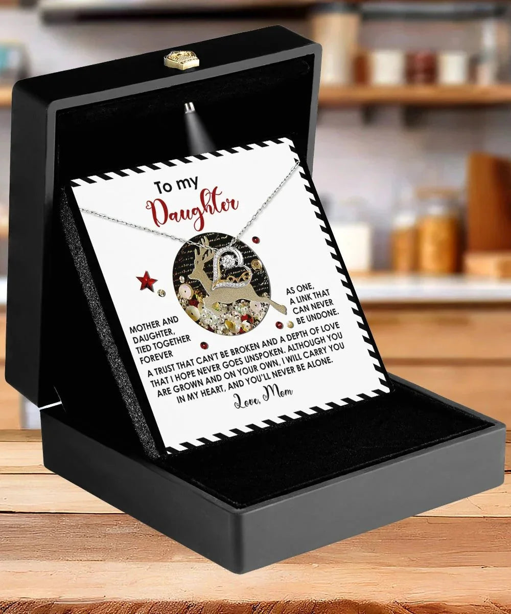 Gift for Daughter - Mother and Daughter Forever As One - Love Dancing Heart Pendant Necklace
