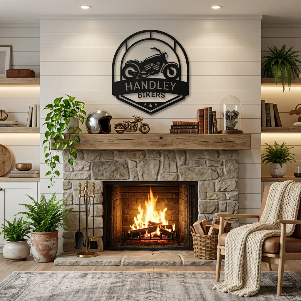 Motorcycle Metal Wall Art – Custom Biker Garage Sign, Personalized Motorcycle Decor, Rider Gift for Dad, Husband or Biker