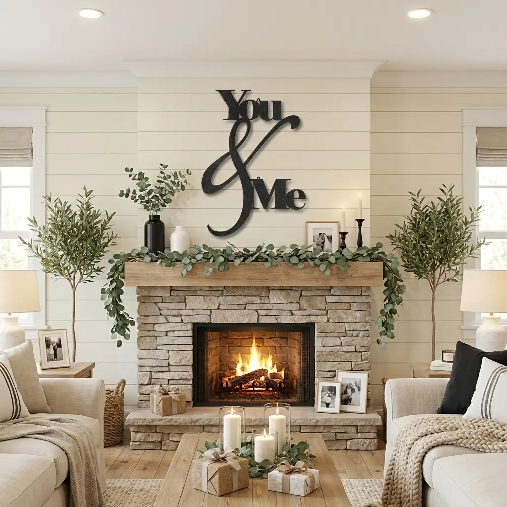 You and Me Metal Wall Art – Romantic Couple Sign – Wedding Gift, Anniversary Decor, Farmhouse Bedroom Wall Decor, Love Sign