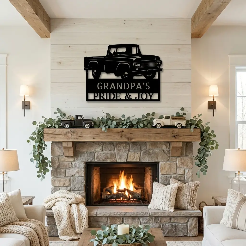 Classic Pickup Truck Personalized Metal Wall Art | Custom Vintage Truck Garage Sign | Rustic Farmhouse Truck Decor | Man Cave, Garage & Grandpa Gift | Made in USA
