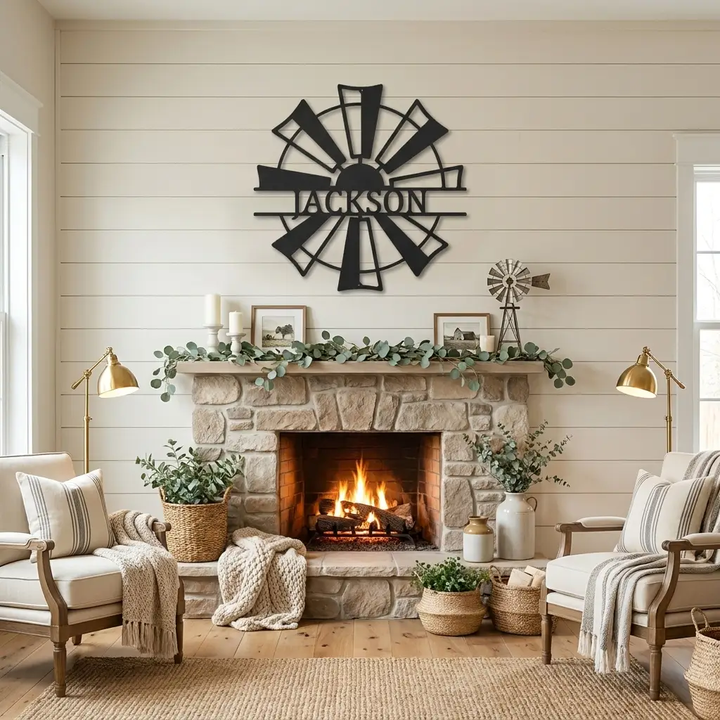 Windmill Cutom Metal Art Rustic Farmhouse