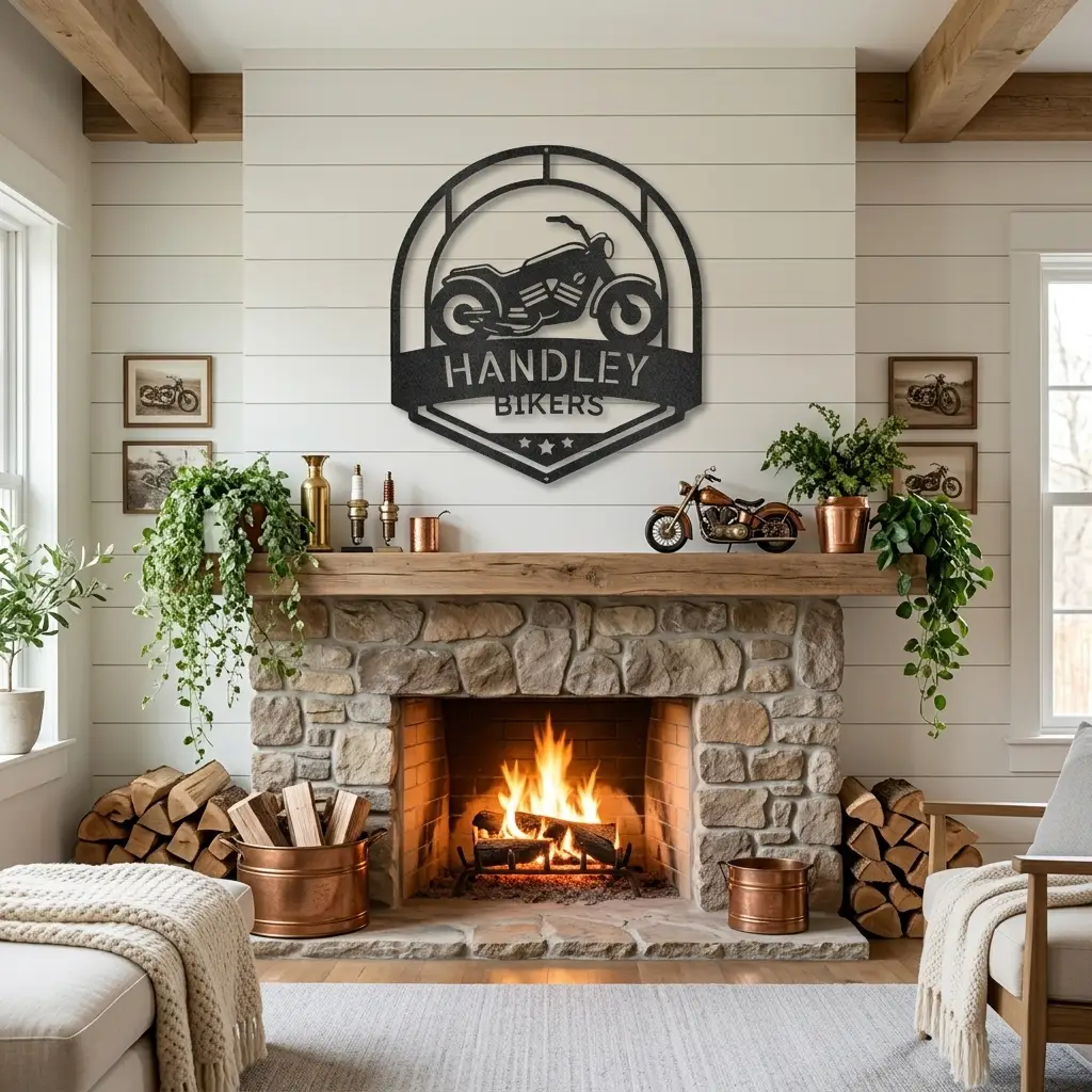 Motorcycle Metal Wall Art – Custom Biker Garage Sign, Personalized Motorcycle Decor, Rider Gift for Dad, Husband or Biker