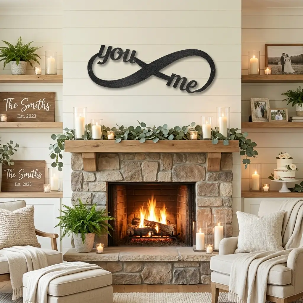 You & Me Infinity Metal Wall Art | Romantic Couple Sign | Wedding, Anniversary & Engagement Gift | Valentine’s Day Decor
