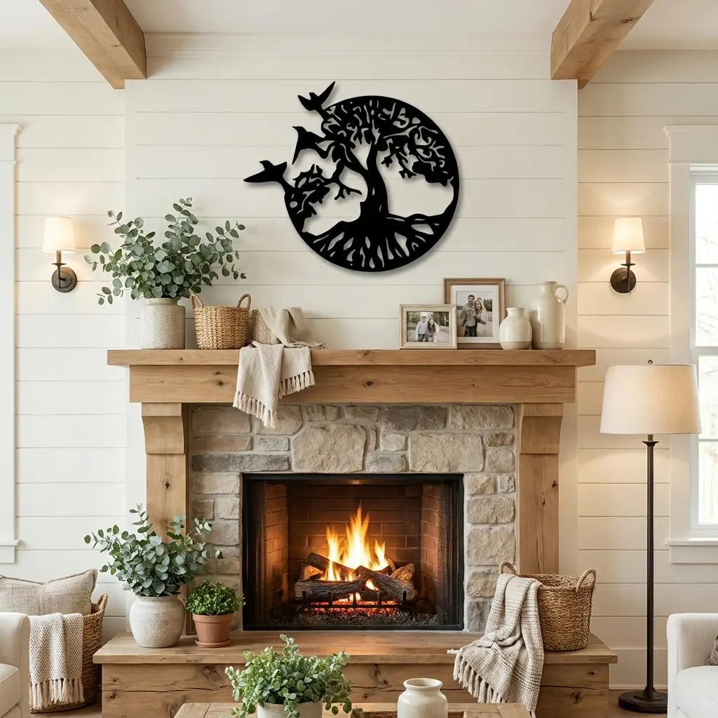 Tree of Life with Birds Metal Wall Art | Nature Inspired Steel Wall Decor | Rustic Tree Silhouette | Made in USA