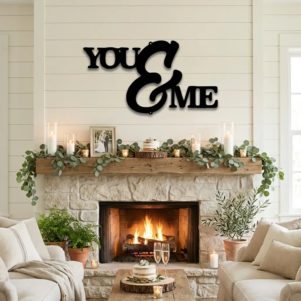 You & Me Metal Wall Art | Romantic Couple Sign | Wedding, Anniversary, or Engagement Gift | Love Home Decor | Made in USA