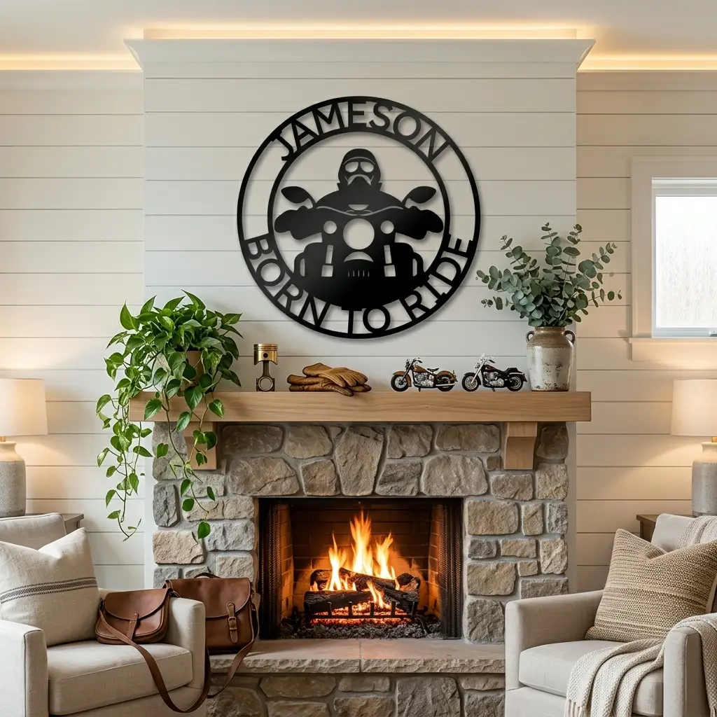Motorcycle Rider Personalized Metal Wall Art, Custom Name Biker Sign, Born to Ride Motorcycle Decor, Garage Man Cave Wall Sign, Motorcycle Gift for Men, Dad, Husband or Rider