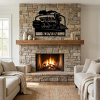 Personalized Coal Train Metal Wall Art | Custom Family Name or Address Train Sign | Steam Locomotive Steel Decor | Made in USA