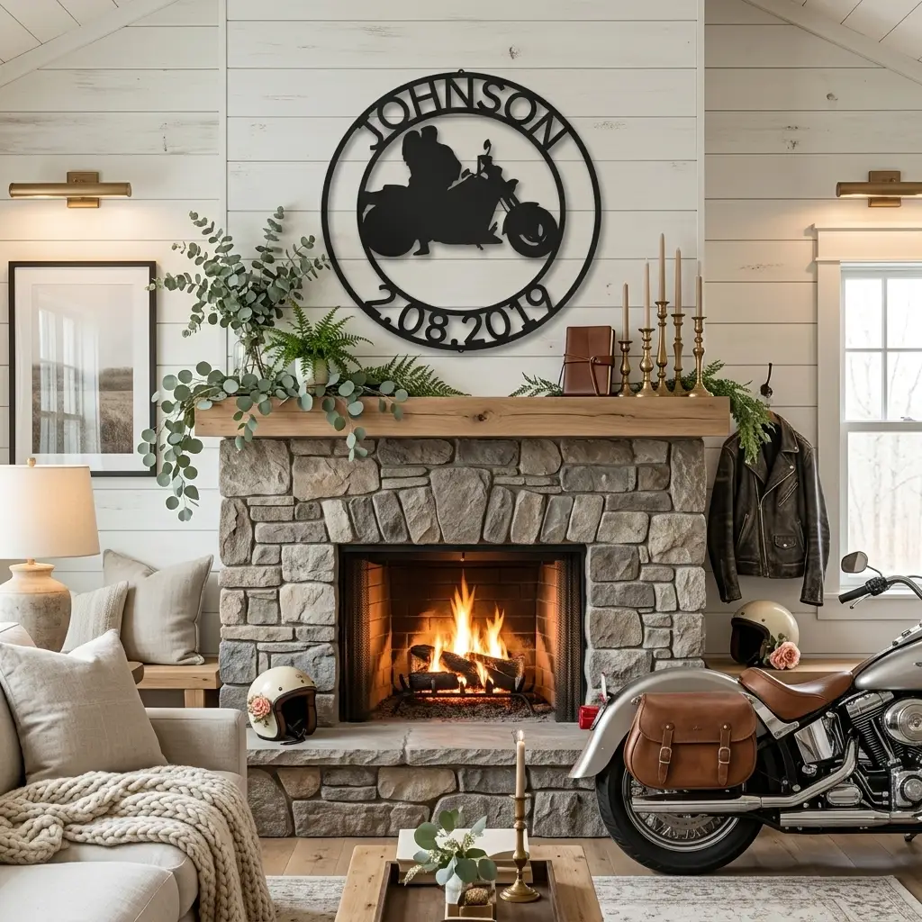 Personalized Motorcycle Couple Metal Wall Art Sign – Custom Names and Date Steel Sign – Biker Wedding Gift – Anniversary Decor – Ride Together Wall Art