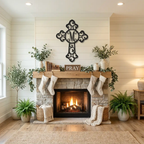 Personalized Initial Cross Metal Wall Art | Custom Monogram Christian Cross Decor | Ornate Faith Wall Hanging