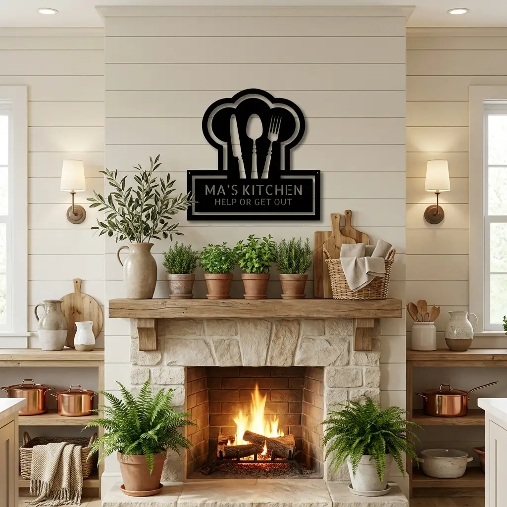Kitchen Personalized Metal Sign | Custom Chef Hat Wall Decor | Family Name Cooking Sign | Restaurant, Diner, Bistro Art