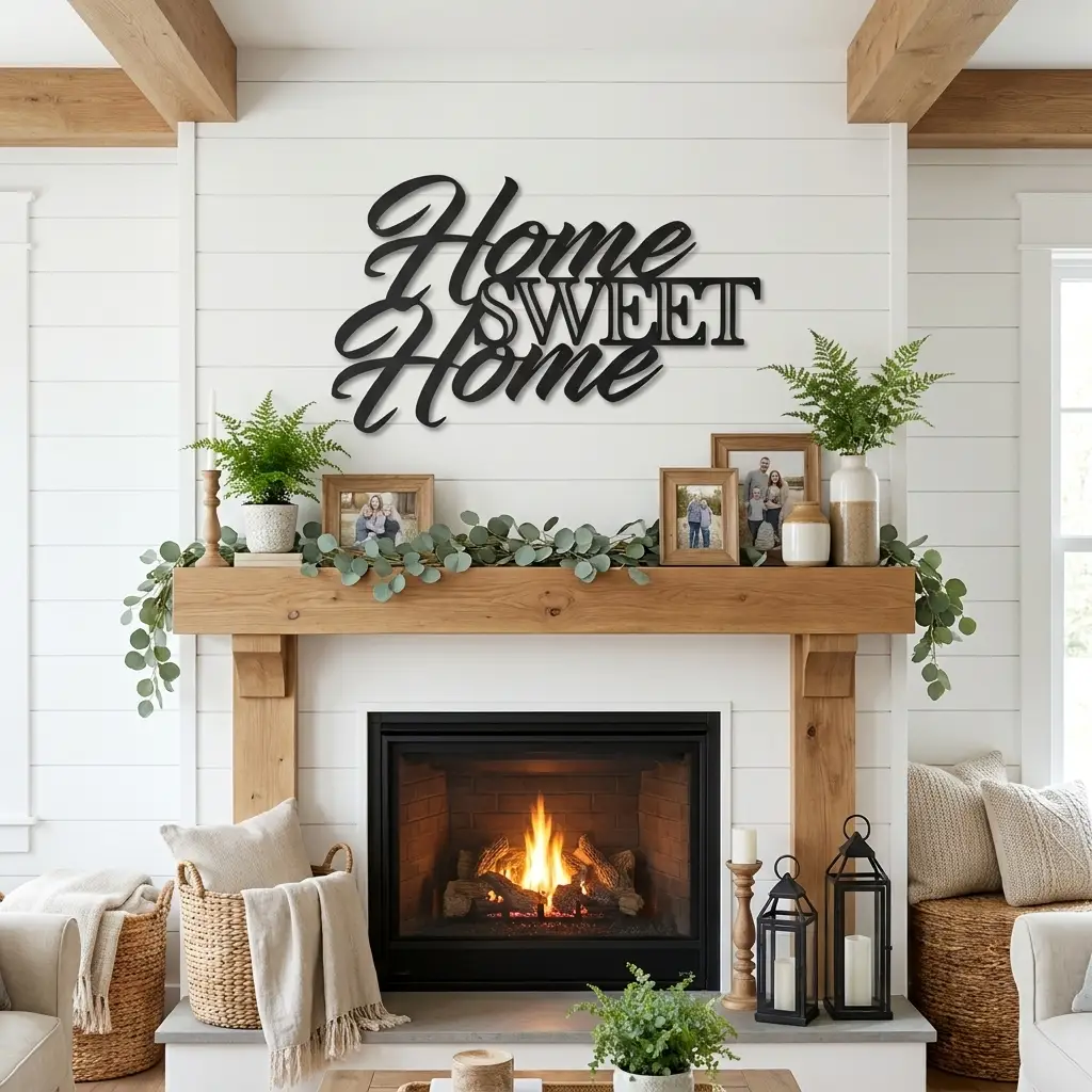 Home Sweet Home Metal Sign, Farmhouse Wall Decor, Script Wall Art, Rustic Home Decor, Housewarming Gift