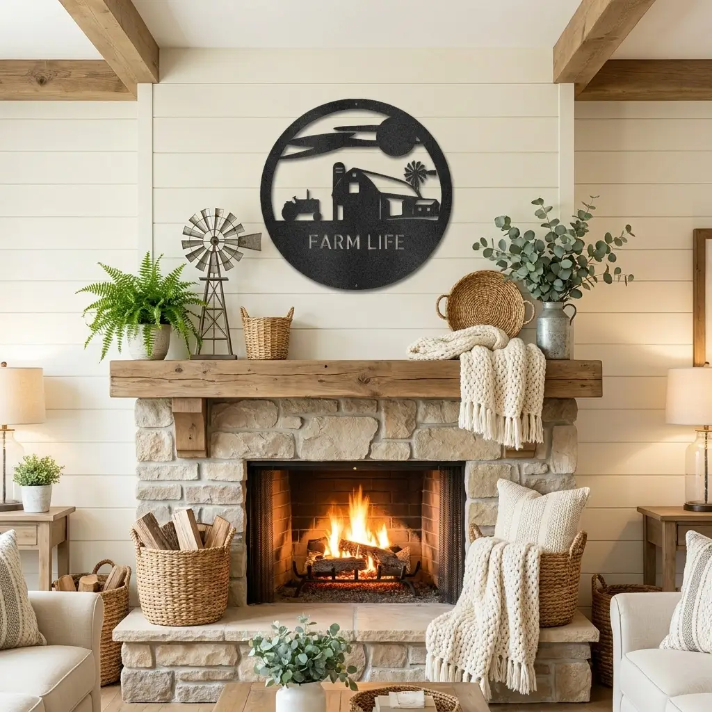 Personalized Farm Life Metal Wall Art | Custom Family Name Farm Sign | Barn, Tractor & Windmill Metal Decor | Rustic Farmhouse Wall Hanging | Made in USA