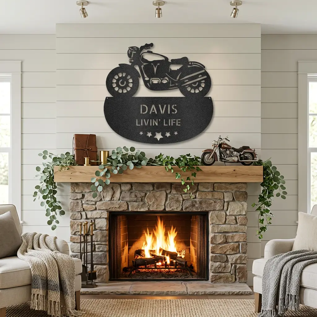 Motorcycle Personalized Metal Wall Art | Custom Biker Garage Sign | Motorcycle Metal Decor | Man Cave Wall Art | Rider Gift | Made in USA