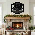 Christmas Truck Personalized Metal Wall Sign | Custom Family Holiday Wall Art | Vintage Truck Christmas Decor | Personalized Name & Year Metal Sign | Made in USA