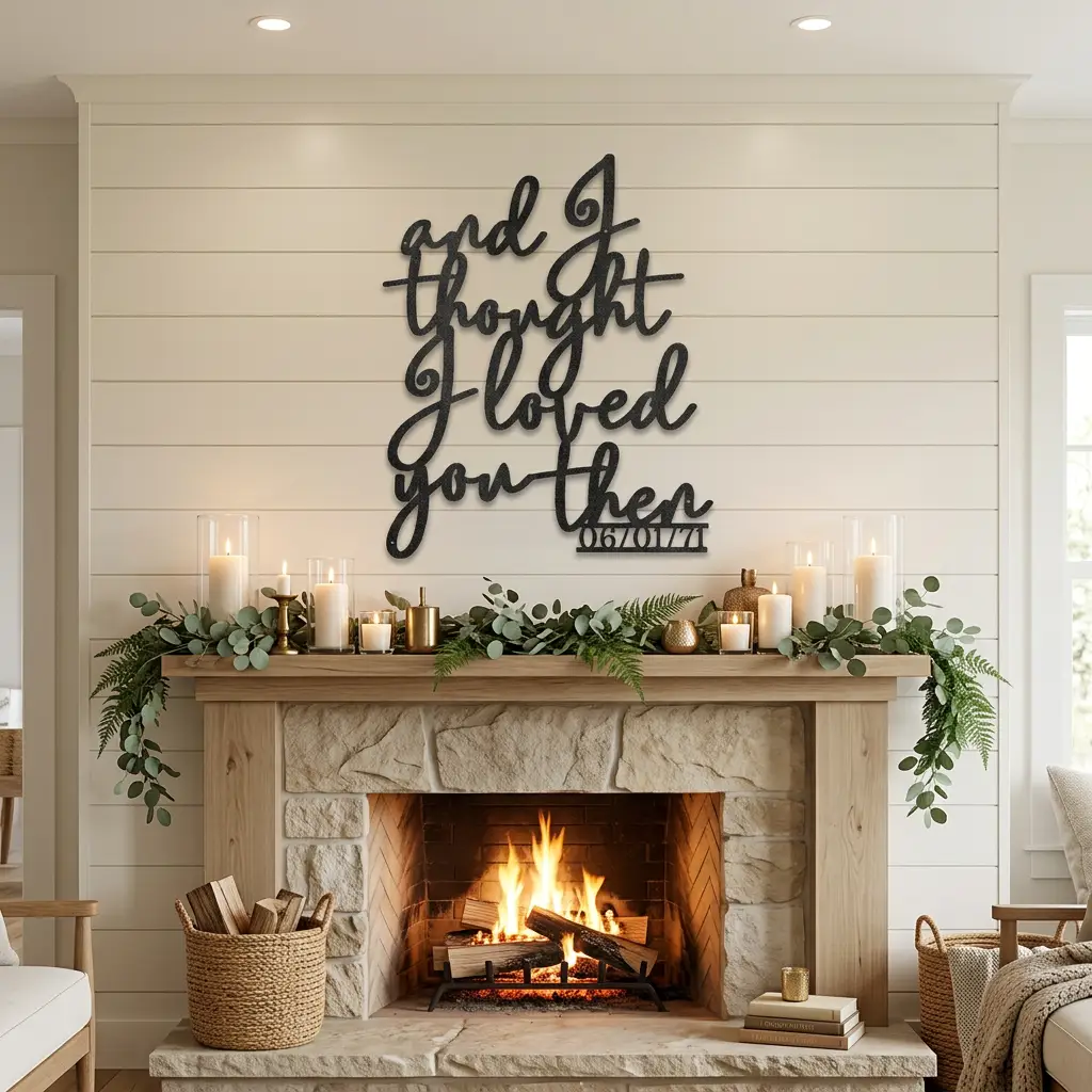 And I Thought I Loved You Then Metal Wall Art – Personalized Wedding Date Sign – Anniversary Gift – Romantic Script Metal Decor