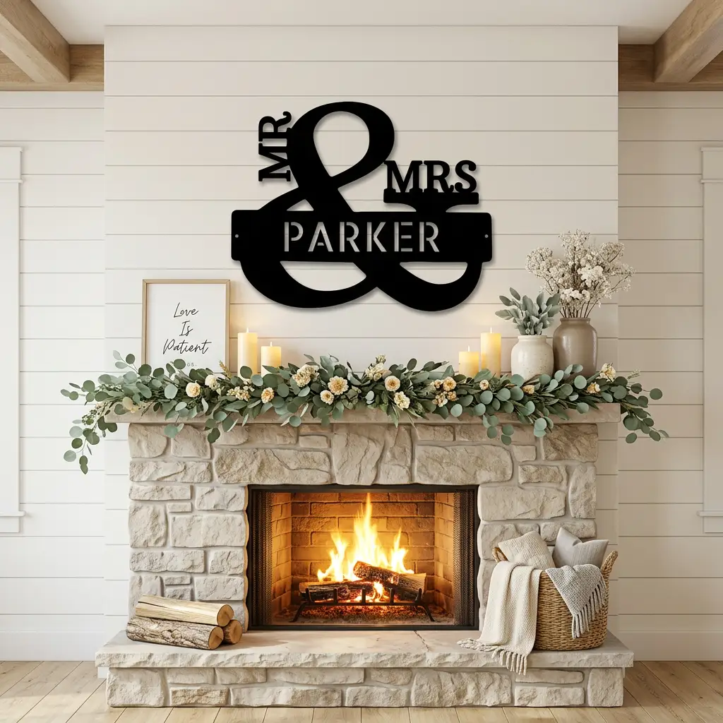 Personalized Mr & Mrs Metal Wall Art | Custom Family Name Sign | Wedding Metal Decor | Anniversary Gift | Last Name Steel Wall Hanging | Made in USA