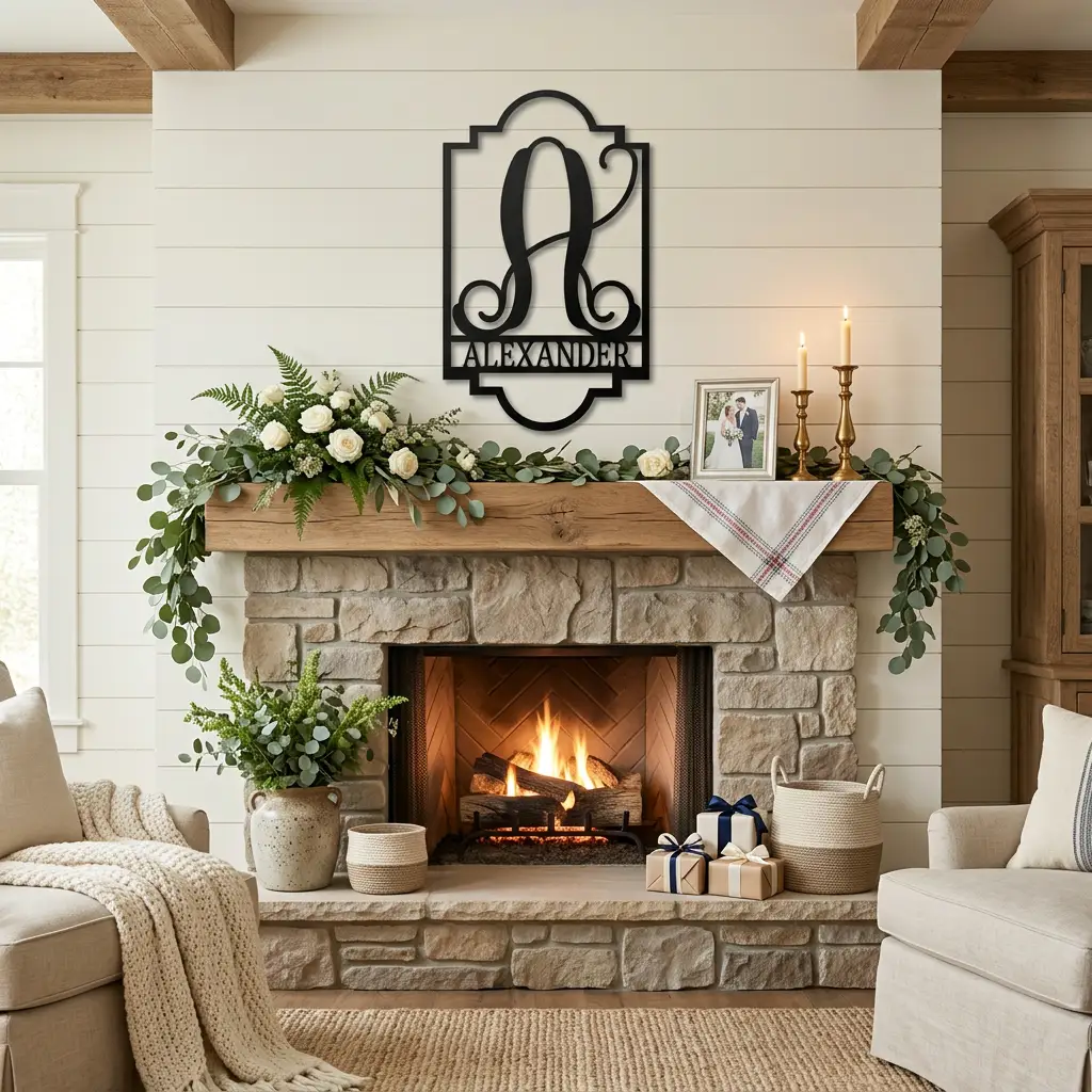Regal Monogram Custom Name and Initial Metal Wall Art