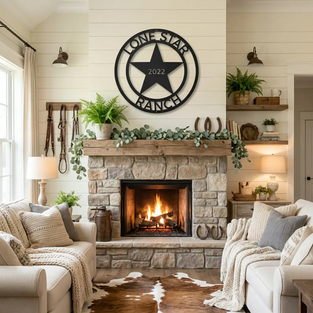 Personalized Lone Star Ranch Metal Wall Art | Custom Texas Family Name Sign | Established Year Metal Decor | Western Farmhouse Wall Sign | Made in USA