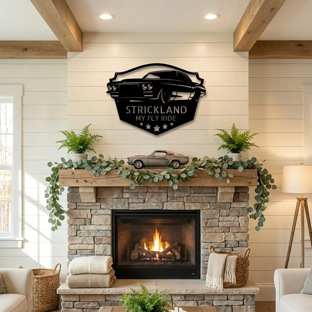 Personalized Muscle Car Metal Wall Art Sign – Custom Garage Name Sign – Classic Car Steel Decor – Man Cave Garage Wall Art Gift