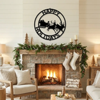 Santa Sleigh Personalized Metal Sign | Custom Family Christmas Wall Art | Santa & Reindeer Holiday Metal Decor | Winter Home Sign | Made in USA