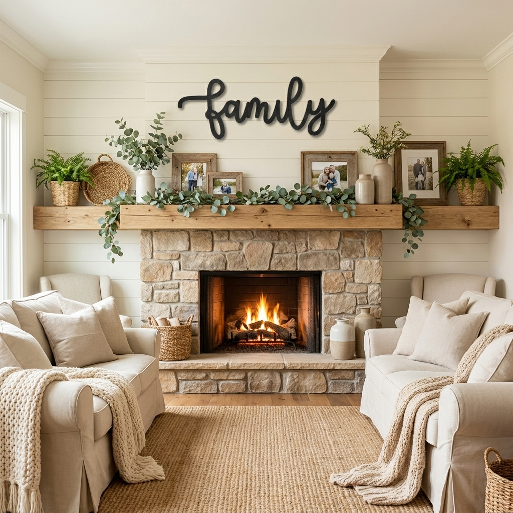 Family Script Metal Wall Art – Modern Farmhouse Decor – Minimalist Home Sign – Family Wall Decor
