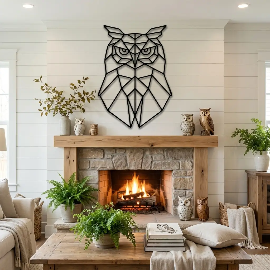 Geometric Owl Metal Wall Art | Modern Owl Metal Decor | Abstract Polygon Owl Wall Hanging | Contemporary Wildlife Wall Art | Nature Inspired Home Decor | Made in USA