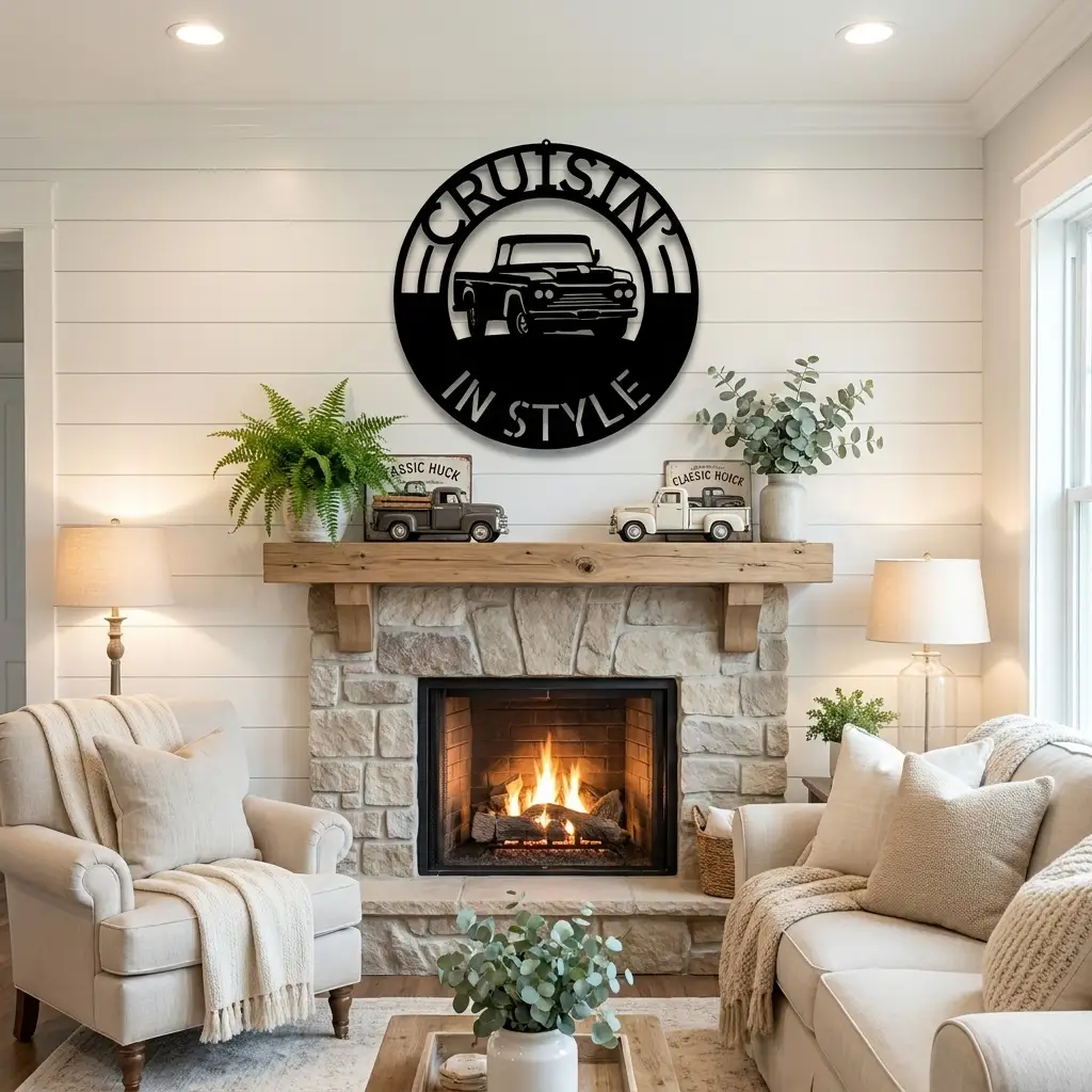 Classic Pickup Truck Personalized Metal Wall Art | Custom Vintage Truck Sign | Rustic Farmhouse Garage Decor | Man Cave Wall Art | Custom Family Name Sign | Made in USA