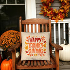 Happy Thanksgiving Throw Pillow – Indoor/Outdoor Fall Accent Cushion – Available in 3 Sizes