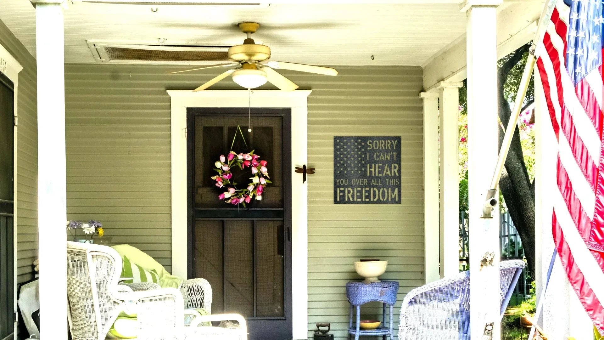 Sorry, I Can’t Hear You Over All This Freedom Metal Wall Art – Patriotic USA Steel Sign, Handmade Powder-Coated Indoor/Outdoor Décor, 5 Sizes & 5 Colors, Amish Made in USA