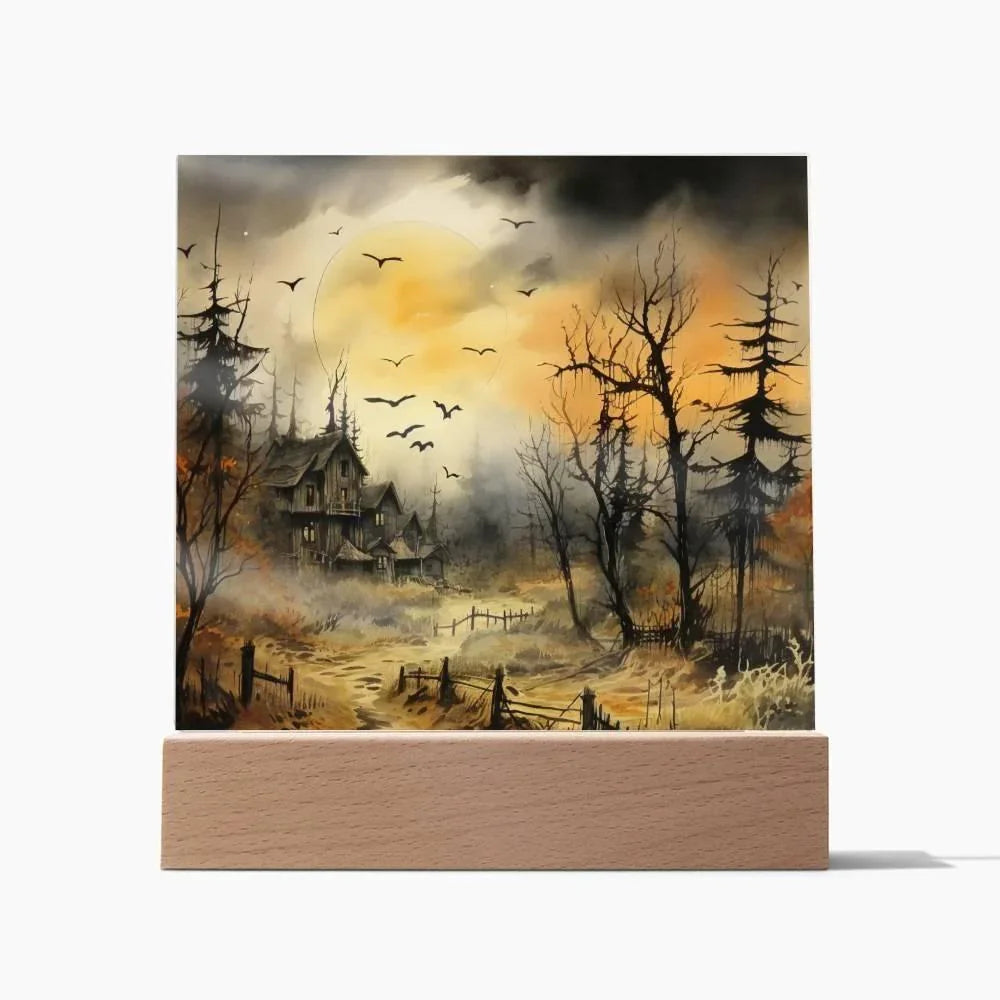 Frightful Forest: Premium Acrylic Halloween Mansion Acrylic Plaque Decor