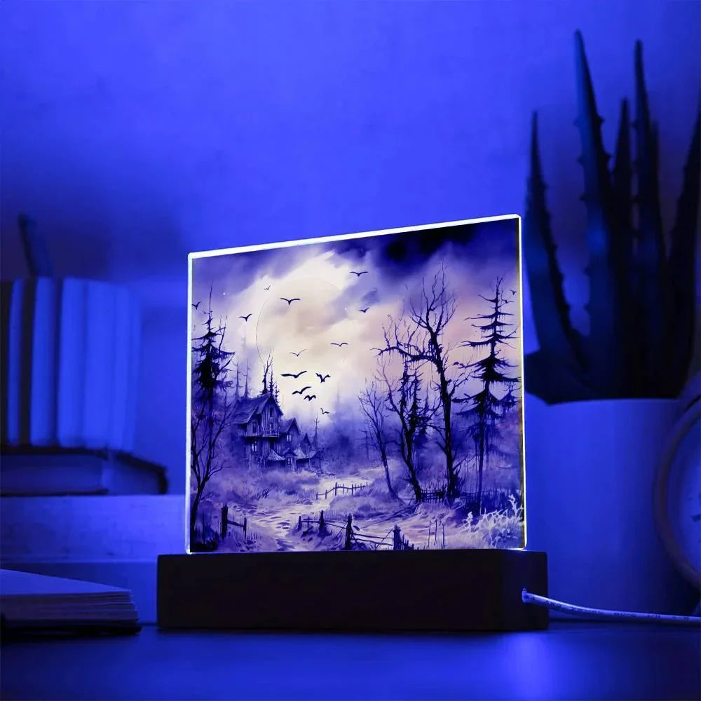 Frightful Forest: Premium Acrylic Halloween Mansion Acrylic Plaque Decor