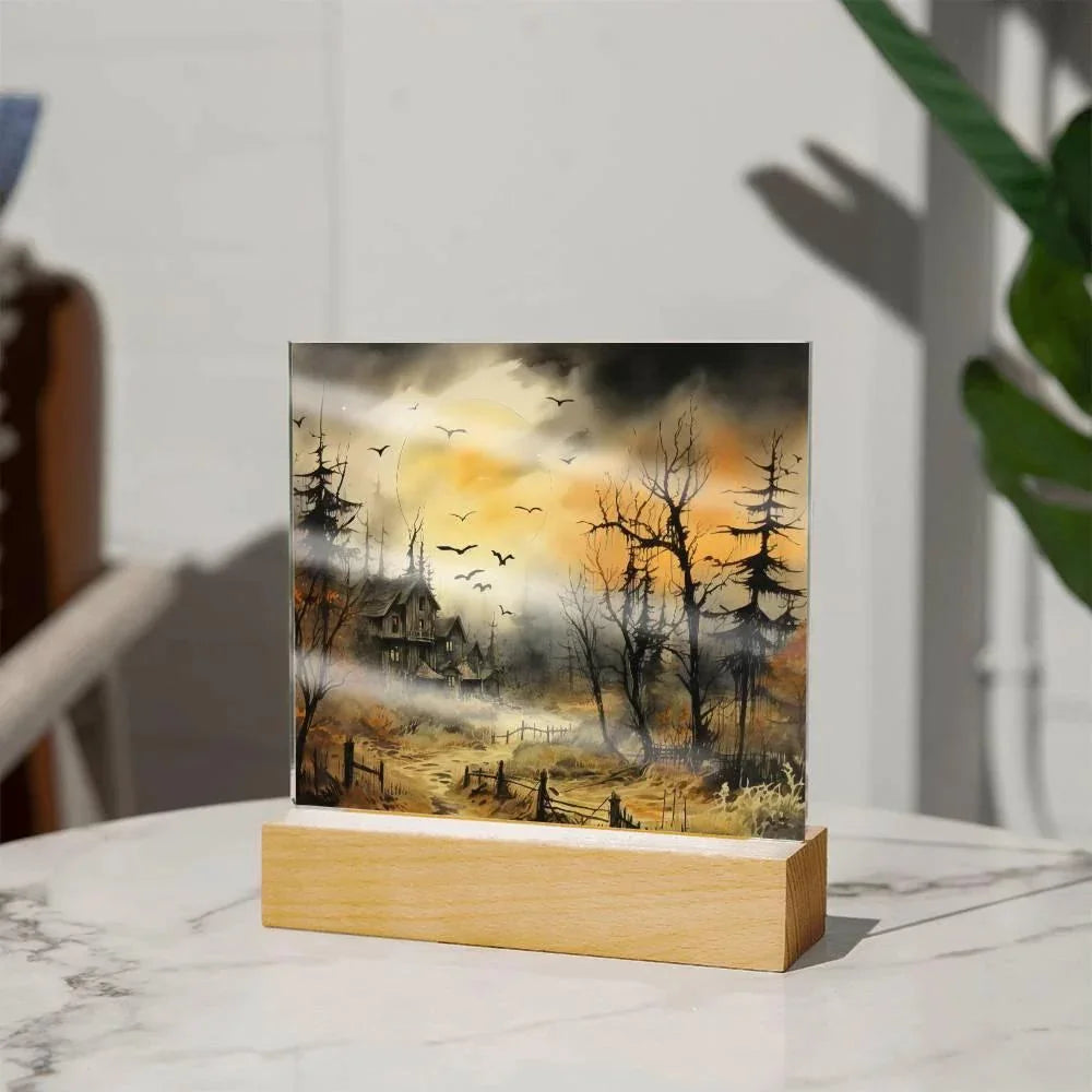 Frightful Forest: Premium Acrylic Halloween Mansion Acrylic Plaque Decor