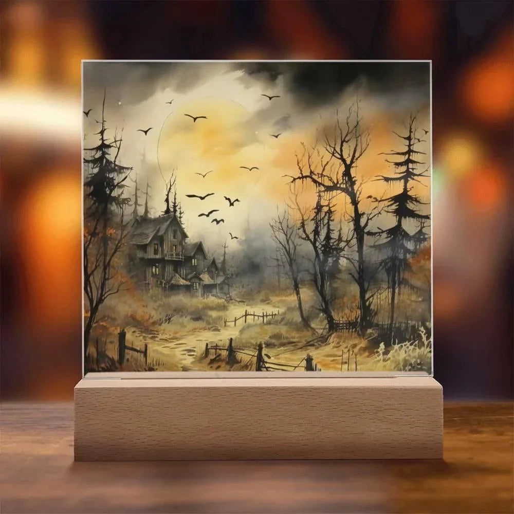 Frightful Forest: Premium Acrylic Halloween Mansion Acrylic Plaque Decor