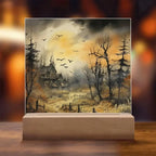 Frightful Forest: Premium Acrylic Halloween Mansion Acrylic Plaque Decor