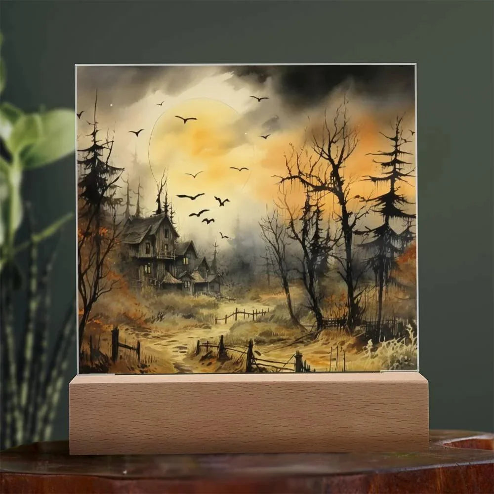 Frightful Forest: Premium Acrylic Halloween Mansion Acrylic Plaque Decor