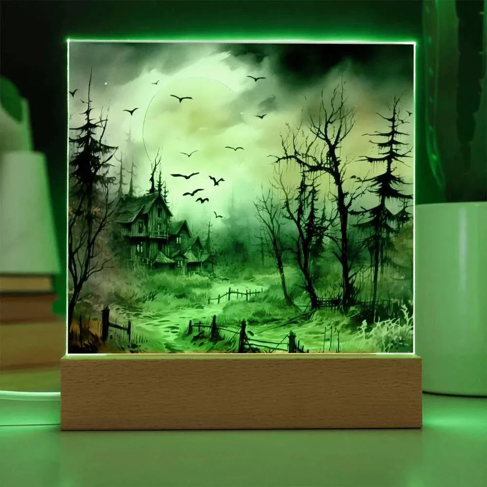 Frightful Forest: Premium Acrylic Halloween Mansion Acrylic Plaque Decor