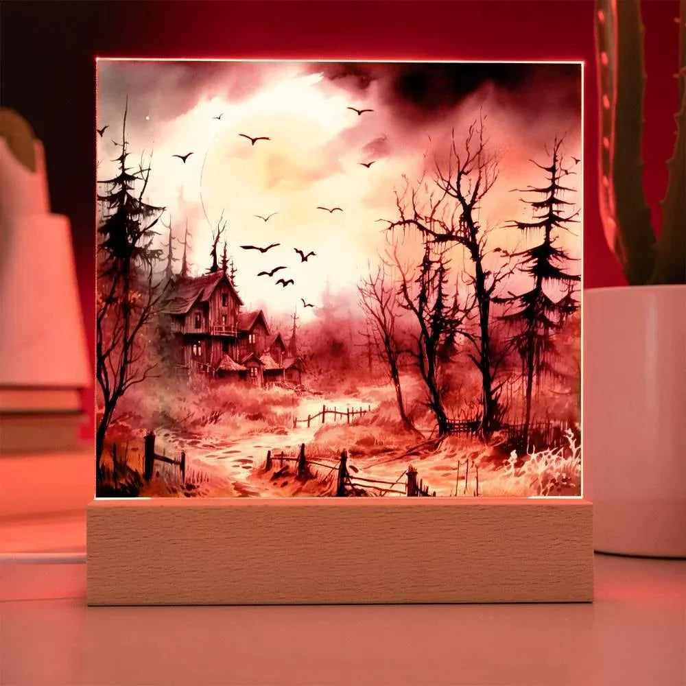Frightful Forest: Premium Acrylic Halloween Mansion Acrylic Plaque Decor