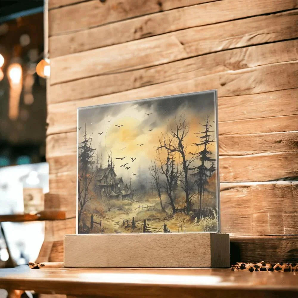 Frightful Forest: Premium Acrylic Halloween Mansion Acrylic Plaque Decor