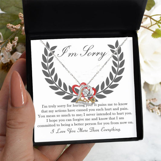 Apology Gift for Girlfriend, Wife, Soulmate - Sorry, From Now On - Love Dancing Heart Pendant Necklace - Mallard Moon Gift Shop